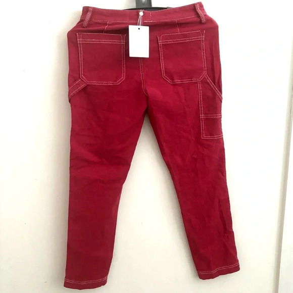 Joie Madelia Cargo Pant Cardinal Red Slim Straight Leg Cargo Painter Ankle sz 2 - Picture 4 of 7